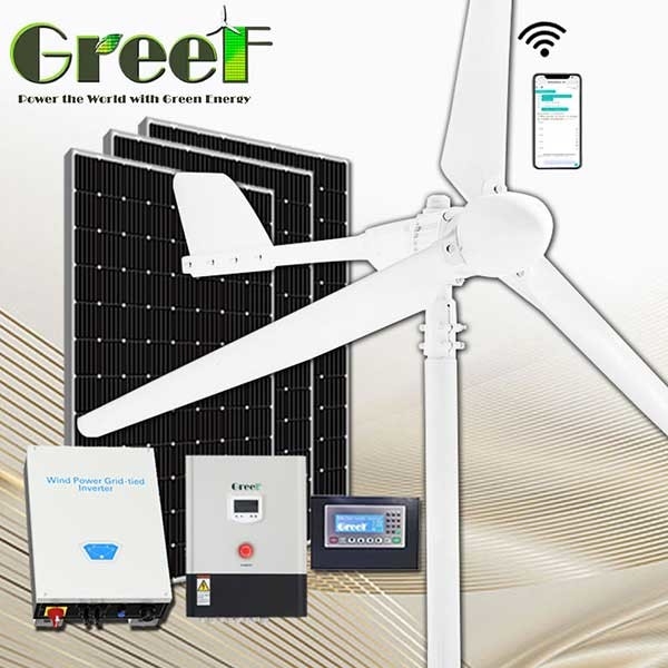 Çin'de Üretilen Izgara Enerjisinde 2KW Komple Yatay Eksenli Rüzgar Jeneratörü
