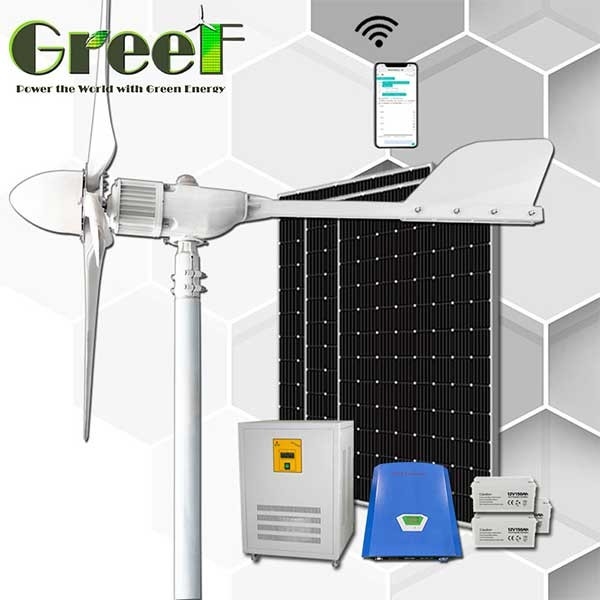 Ev Elektriği İçin 2KW Mini Açık / Kapalı Izgara Solar Hibrit Rüzgar Jeneratörü Türbini