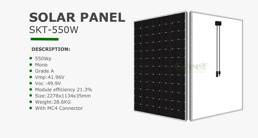 Monokristalin silikon güneş panelleri ile batarya ve inverter ile açık ve kapalı güneş sistemi