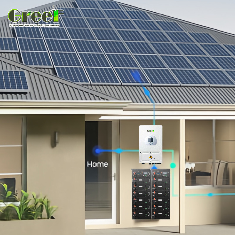 LCD Ekran 5kW PV Güneş Sistemi 5000W Yük Gücü Uzak Kumandalı Hibrit Güneş Sistemi