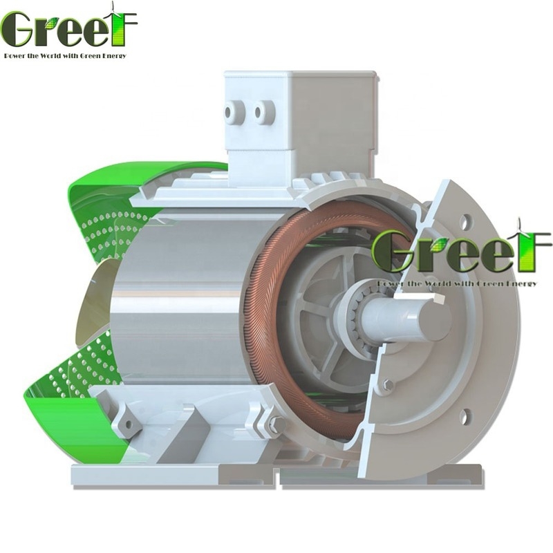 Yatay veya dikey monte kalıcı mıknatıs jeneratörü SKF rulman ile 20-3000RRM nominal rotor hızı