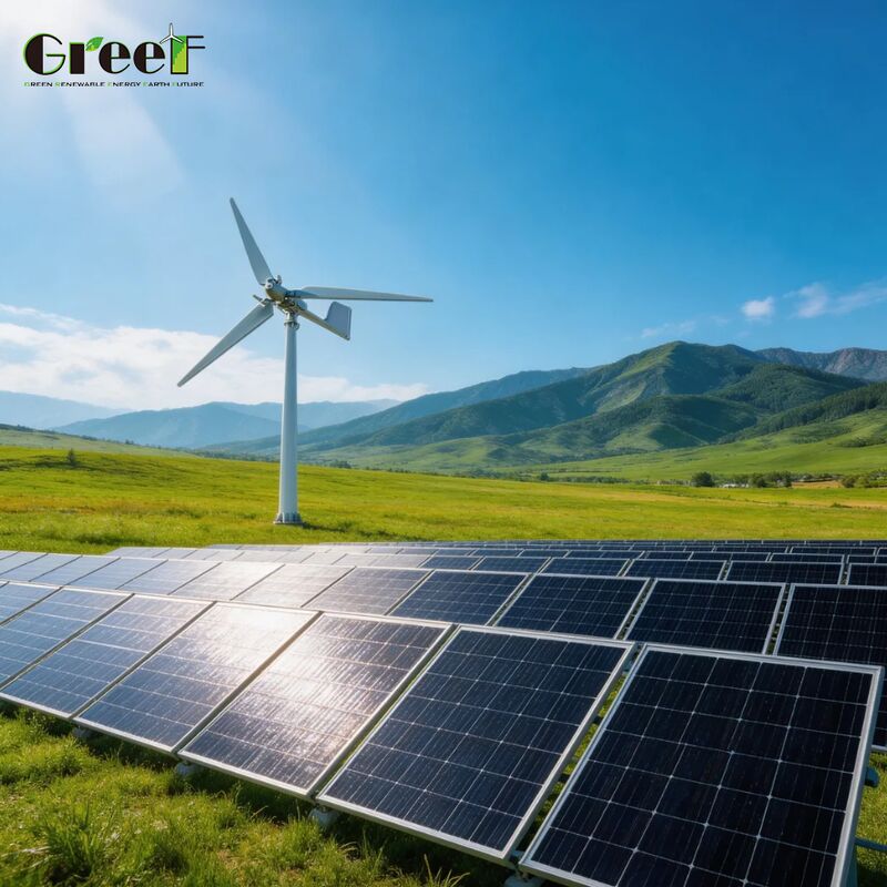 Net Metering IP66 Korumalı ve Büyük Ölçekli Enerji Çözümleri İçin Lifepo4 Bataryalı Hibrit Rüzgar Güneş Yer Montaj Sistemi