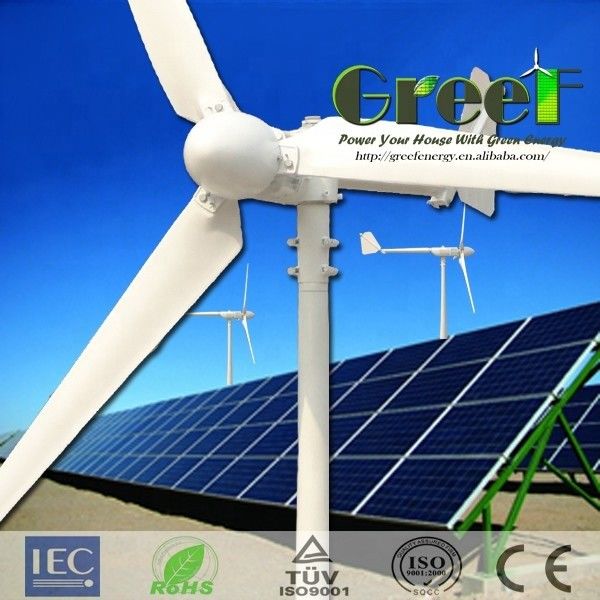 Çin'de Üretilen Izgara Enerjisinde 2KW Komple Yatay Eksenli Rüzgar Jeneratörü